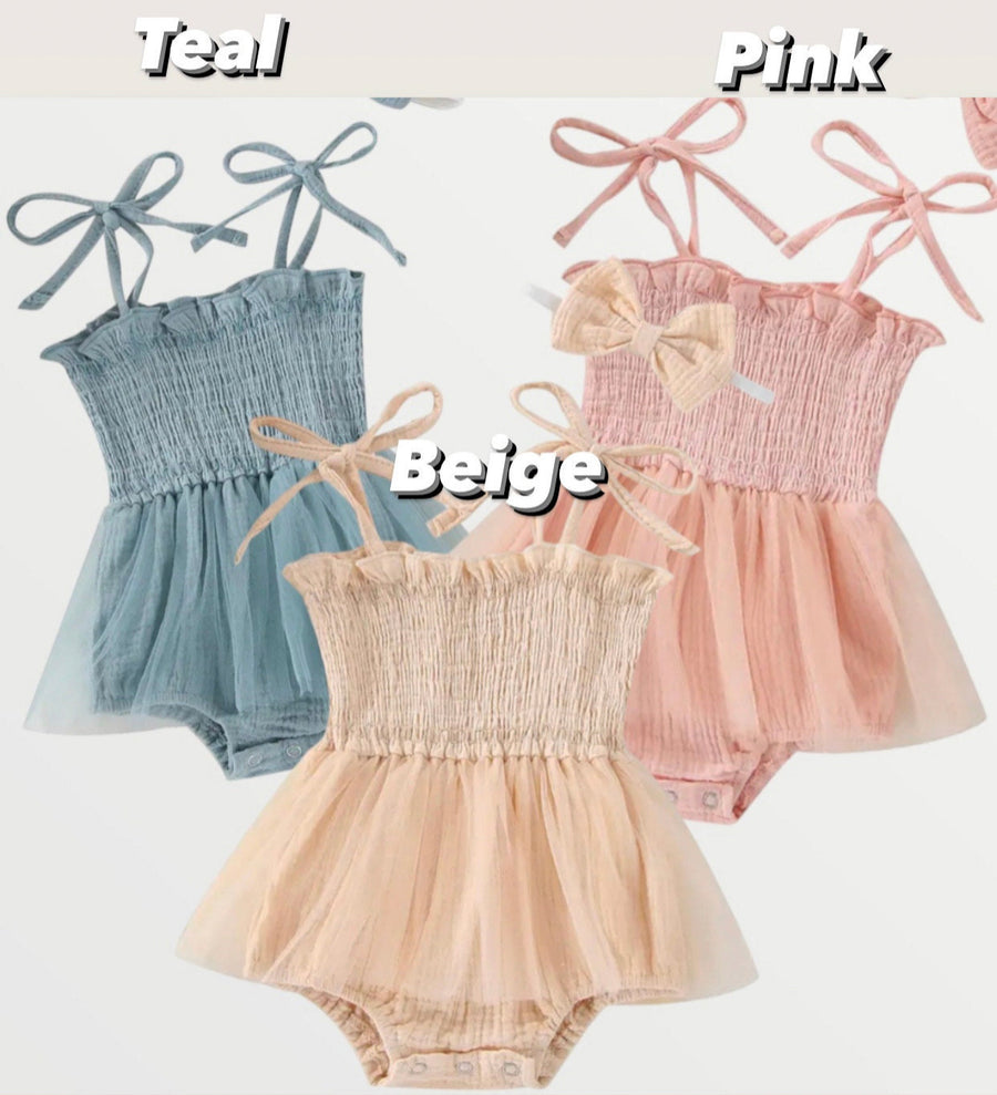 PERSONALIZED Hand embroidered ONE + 🌸 | Tulle Romper