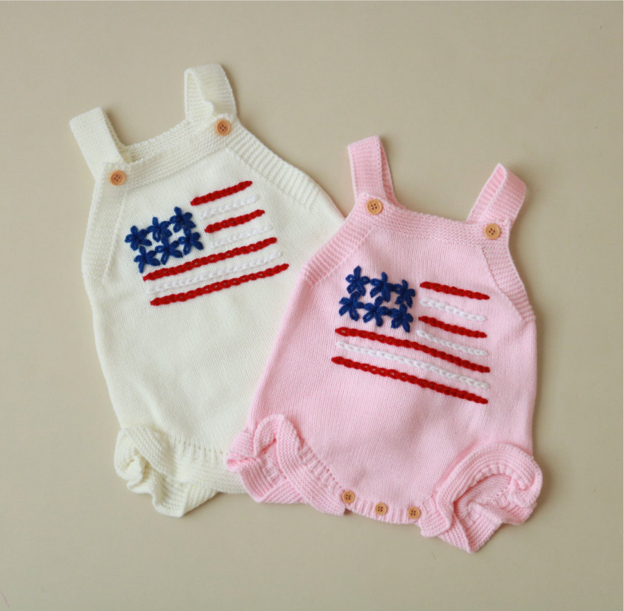 Handembroidered Flag Romper