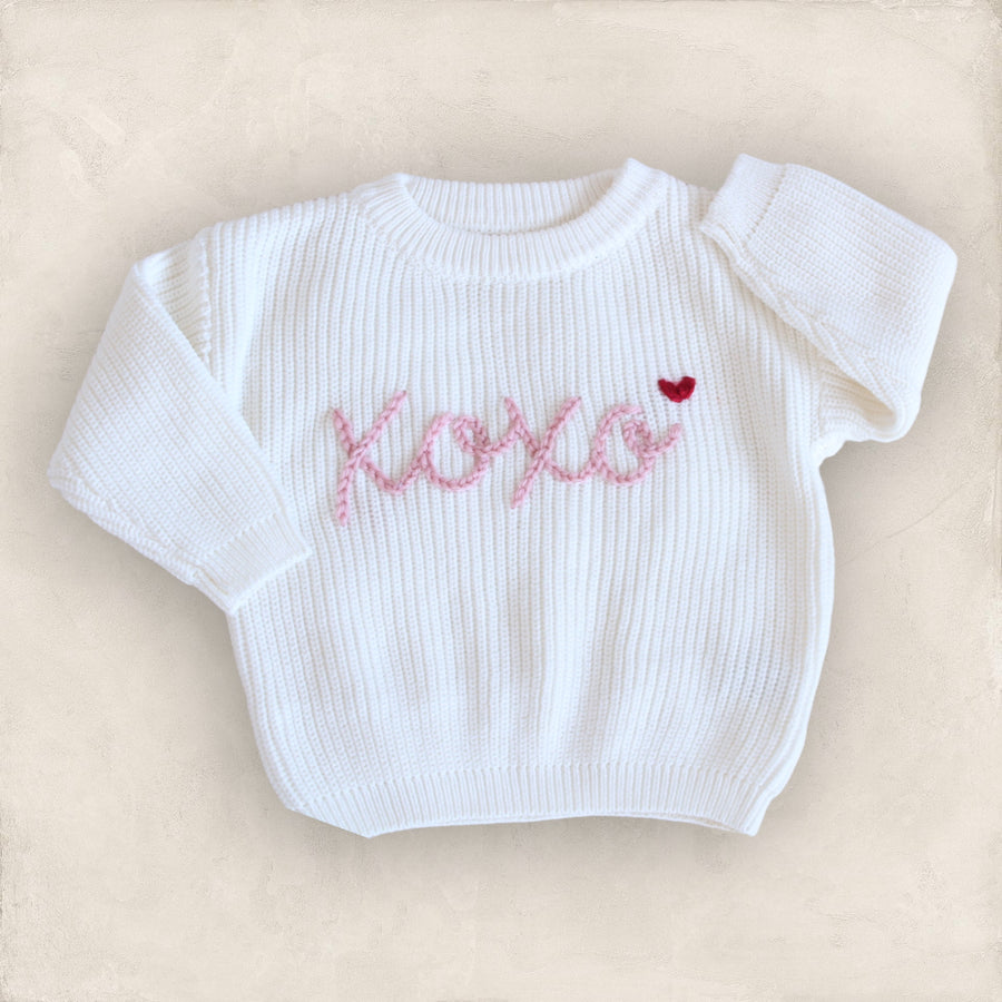 XOXO Hand-embroidered Chunky Sweater