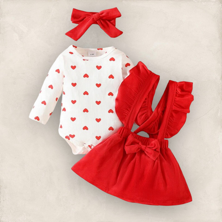 Heart Romper + Suspender Skirt