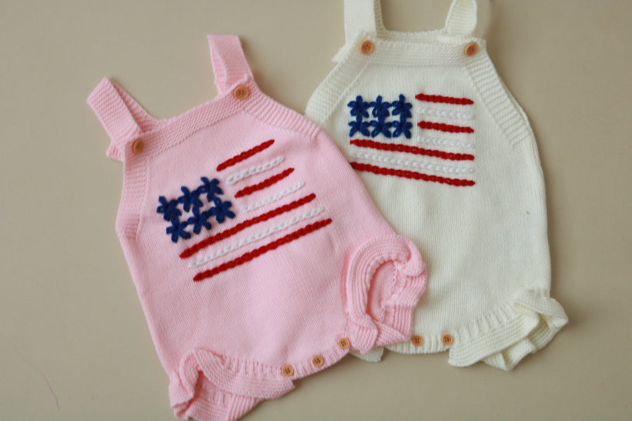 Handembroidered Flag Romper