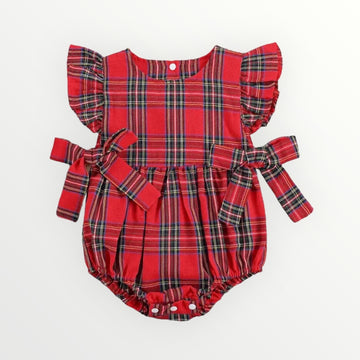 Holiday Bow Plaid Romper