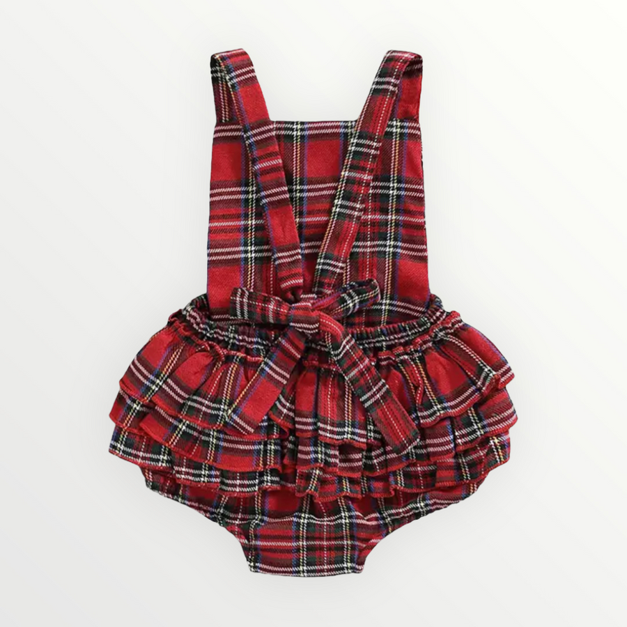 Holiday Suspender Plaid Romper