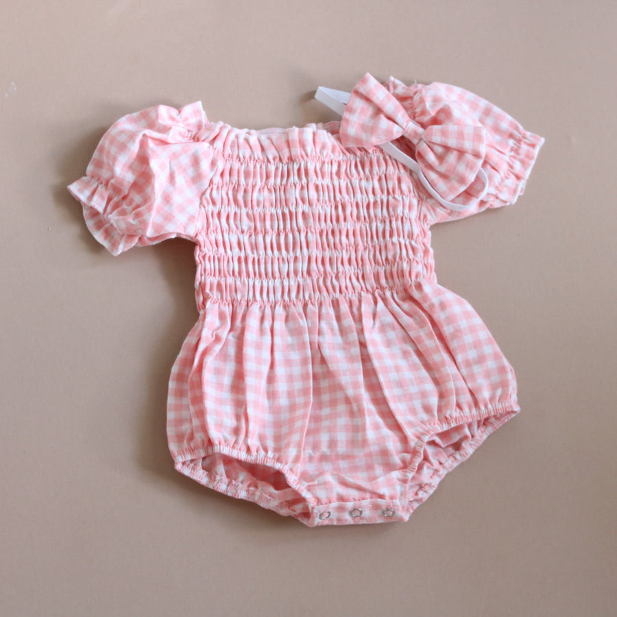 Pink Gingham Romper