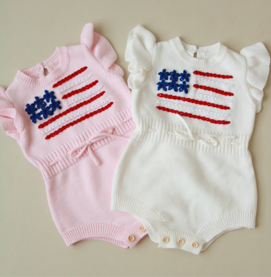 Handembroidered Flag Romper