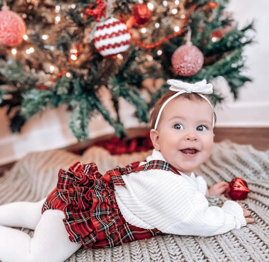 Holiday Suspender Plaid Romper