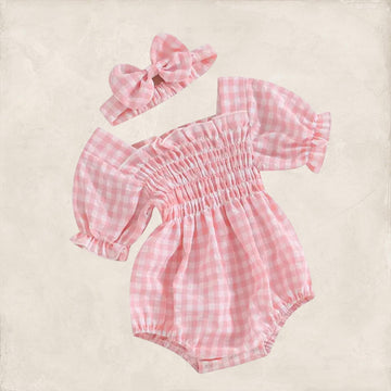 Pink Gingham Romper