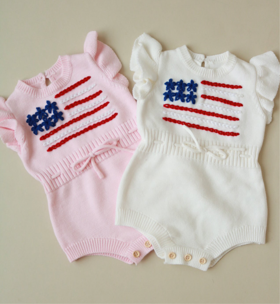 Handembroidered Flag Romper