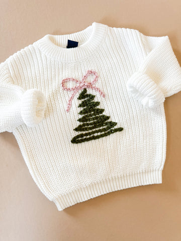 Christmas Tree Handembroidered Chunky Sweater