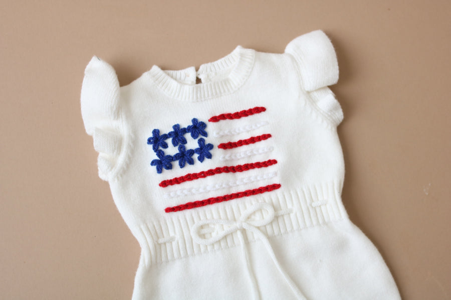 Handembroidered Flag Romper