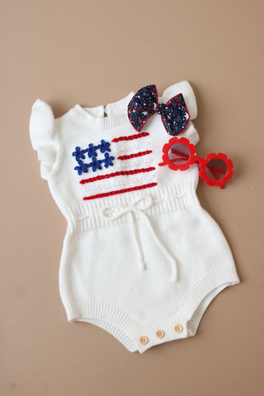 Handembroidered Flag Romper