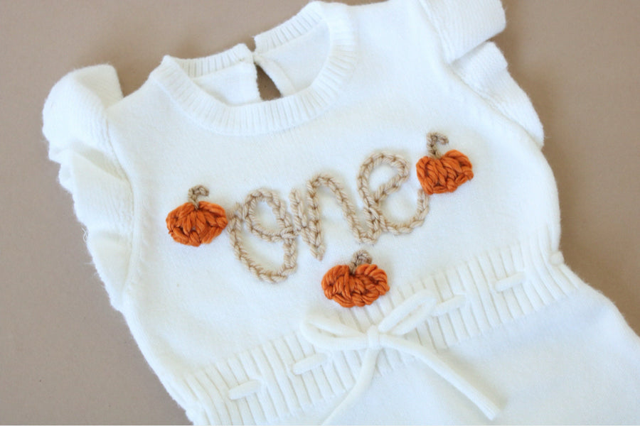 Pumpkin Birthday Knit Romper