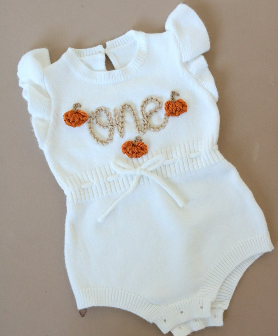 Pumpkin Birthday Knit Romper