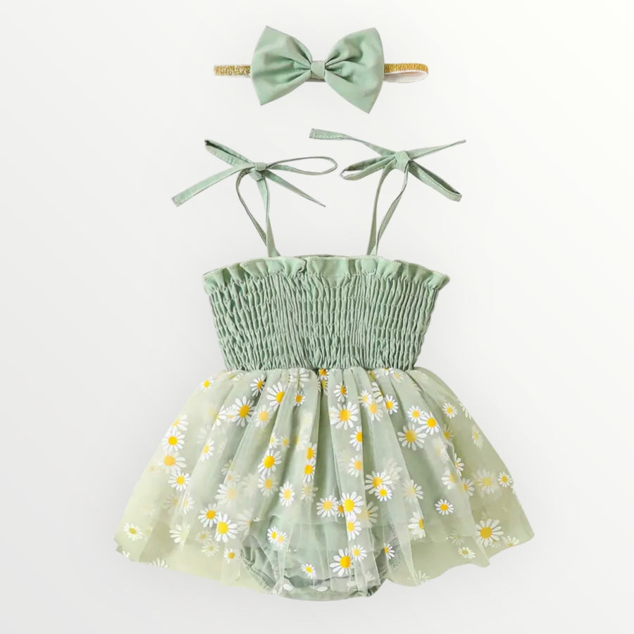 Daisy Ruffle Romper - Green