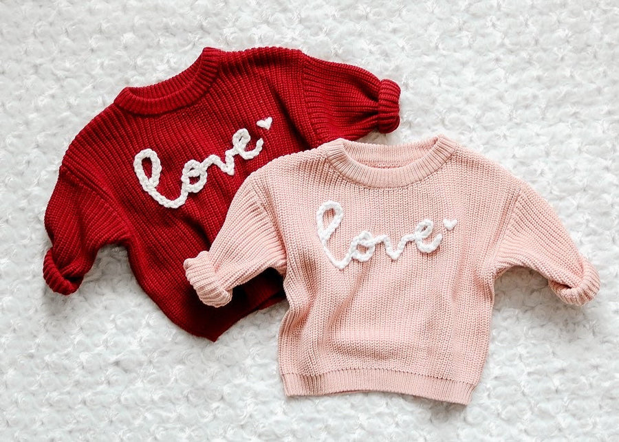 LOVE Hand-embroidered Chunky Sweater