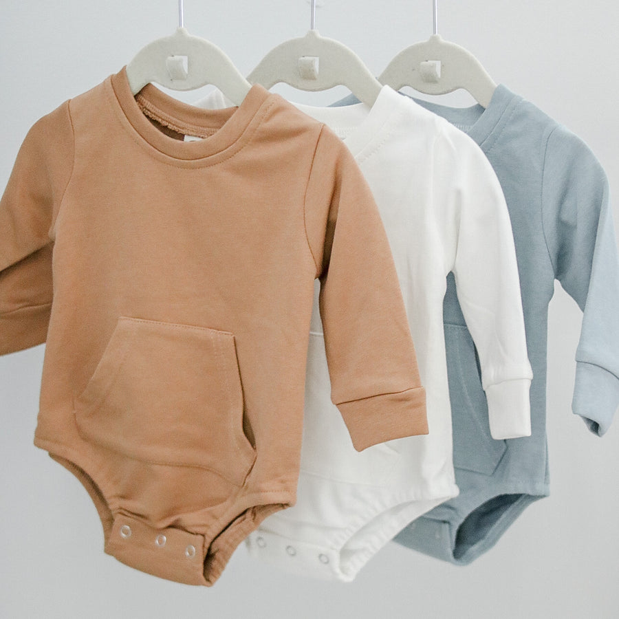 Cole| Baby Sweatshirt Romper - 3 Colors