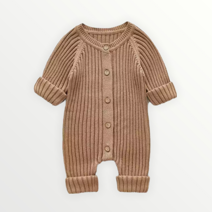 Knit Baby Jumpsuit - Dark Brown