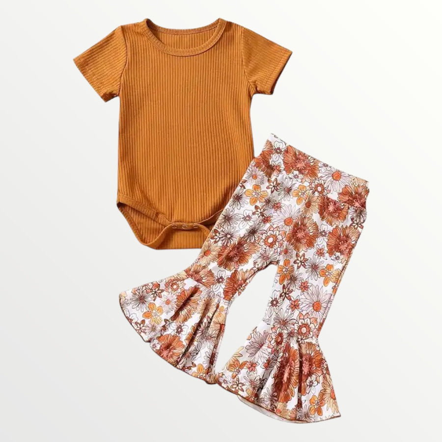 Floral Bellbottoms Set - Short Sleeve