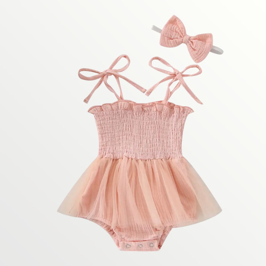 Georgina | Tulle Romper - Peach