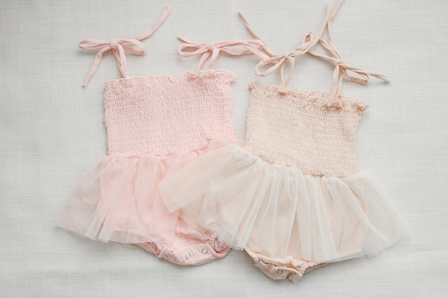 Georgina | Tulle Romper - Peach